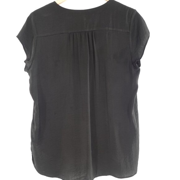 H & M Sz 14 Black V Neck Short Sleeve Casual Blouse - Picture 8 of 8